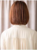 アプリコットオレンジ艶感ストレートかきあげボブY越谷10代20代