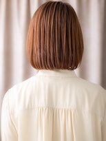 モッズヘア 越谷(mod's hair) アプリコットオレンジ艶感ストレートかきあげボブY越谷10代20代