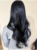 艶髪カラー　ブルーブラック　韓国ヘア
