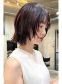 ボブヘアレイヤーボブボブウルフぷつっとボブ赤カラー