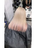 ホワイトベージュ裾ピンク