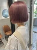 村上/ピンクカラー 切りっぱなしボブ ラベンダーブリーチ