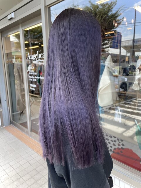 オータムパープル/紫/秋カラー/ケアブリーチ/ストレートヘア