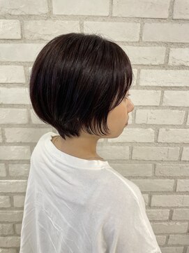 アッシュ 稲田堤店(Ash) 丸みショートボブ×ダークピンクブラウン