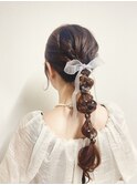 編み込みポニーテール/玉ねぎヘア/結婚式お呼ばれヘアセット
