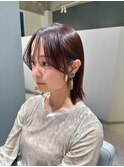 酸性ストレート/縮毛矯正/2wayバング/ピンクブラウン/くせ毛