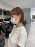 オレンジブラウン×ボブ