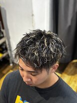バーバーブロス(BAR BER bro's)&nbsp;無造作メッシュピンパーマ/浦安/メンズパーマ/理容室/ハイライト