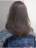 ブリーチなしミディアムセミロングレイヤーベージュグレージュ