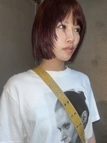 ヘン(hen)&nbsp;【心斎橋hen】ブリーチなし赤髪にレイヤーボブ　20代