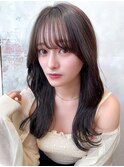 自然に流れる顔周りカット 10代20代30代 小顔ヘア【風間】