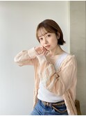 くびれ外ハネミニボブ×ベージュブラウン【自由が丘】