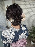 浴衣　浴衣ヘア　シニヨン　アップスタイル　パールピン