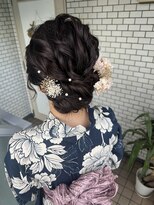 浴衣　浴衣ヘア　シニヨン　アップスタイル　パールピン