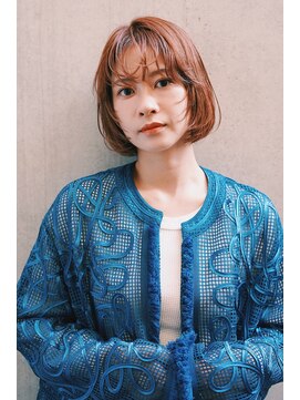 レジュアル(RESSUAL) イメチェンオレンジブラウン切りっぱなしボブ小顔レイヤー