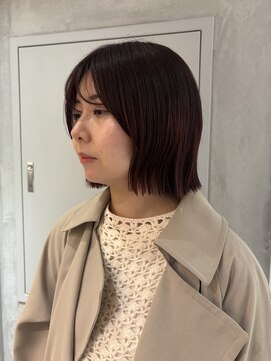 ヨーク(YOKE) 【YOKE】ボルドーワインレッドブリーチ無し顔周りレイヤーボブ