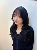 ロングレイヤーカットくびれヘアシースルーバング