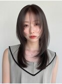 【モードフェミニンセミロング】フェイスレイヤーとシアーバング