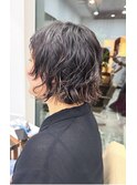 パーマボブスタイル似合わせカット暗髪前髪ありトリートメント