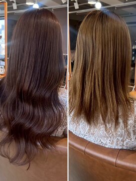 【ビフォーアフター】エクステ×カラー/チョコレートブラウン