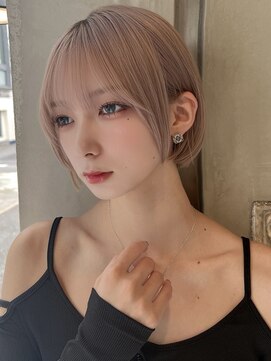 プール(POOL) ショートボブ×ピンクミルクティー×艶髪