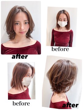 リノ 吉祥寺(Lino kichijoji) ミディアムレイヤー　小顔　ひし形　リノ吉祥寺