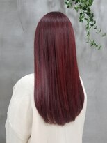 テトヘアー(teto hair) ピンクブラウン　韓国　韓国ヘア　ピンクレッド　赤　ロング