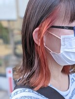 リック(LiC)&nbsp;外ハネロブ×インナーカラー　オレンジ