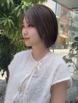 エム(M) 【ブリーチなし】垢抜けサマーボブ/大人グレージュ/前髪あり