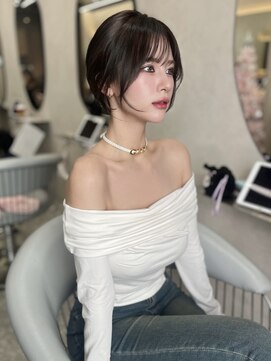 ラルム 新宿(LARME) 大人ブラウン&結んでも可愛い顔周りレイヤー&シースルーバング