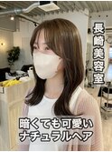 長崎 ブリーチなしでも透明感 オリーブカラー 韓国ヘア 顔周り