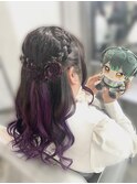 お花のハーフアップ