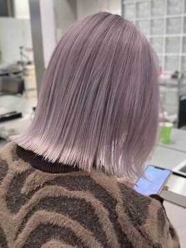 サンクマーケット 渋谷(cinq MARKET) 渋谷ブリーチカラータッセルボブ顔周りレイヤー切りっぱなしボブ