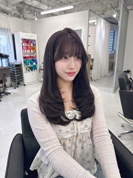 ハピネス 梅田茶屋町店(HAPPINESS) レイヤーカット/韓国ヘア/髪質改善/顔周り/ラベンダーグレージュ