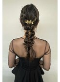 編み下ろしアレンジ結婚式ヘアセット銀座ヘアセット