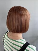 オレンジボブハイトーンボブbob切りっぱなしボブタッセルボブ