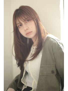アンド(AND) ロング レイヤー 髪質改善ストレート ヘーゼルベージュ 中目黒