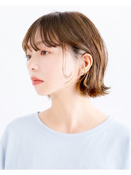 タヤ グランデュオ立川店(TAYA) 20代シースルーバングオリーブカラー外ハネミくびれミディ