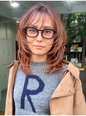 【NORA UMEDA 高木】オレンジベージュ&レイヤーカット