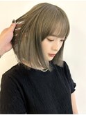 ☆ブリーチなしダブルカラー オリーブ オリーブベージュ ボブ