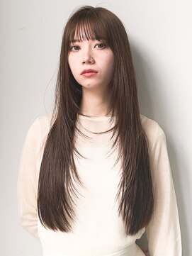 アフロート ギンザ(AFLOAT GINZA) 大人可愛いぱっつん前髪 フェイスレイヤー×ナチュラルブラウン