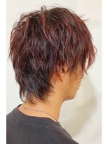 レセ 南柏店(Laissez)&nbsp;メンズウルフ×レッドカラー/メンズカット/ツイストパーマ/赤髪