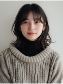 外ハネミディアム ウルフレイヤー 顔周りカット 美髪