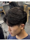 渋谷フェザーショートメンズマッシュウルフセンターパートカット