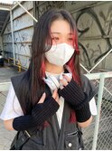 毛先カラー　ポイントカラー　裾カラー　デザインカラー　レッド