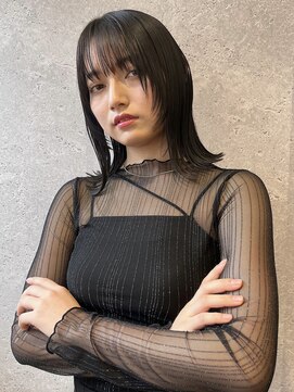 アース 三軒茶屋店(HAIR&MAKE EARTH) 三軒茶屋_レディース_セミロング_ボブ_黒髪_レイヤー_顔まわり