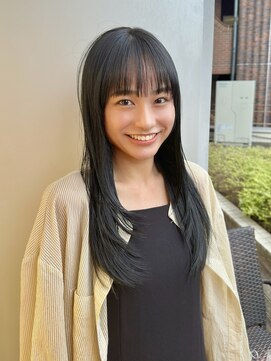 エアー 青山(AIR) 顔まわりレイヤーブルーブラックロングウルフレイヤー