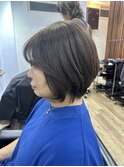 大人ショートボブ×脱白髪染めカラー