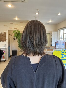 トップヘアー 大元店(TOP HAIR) ボブ／カシスカラー／オリーブカラー／ブリーチ無カラー／外ハネ