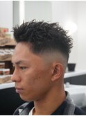一宮メンズ人気ツイストパーマ×フェード大人ワイルドショート